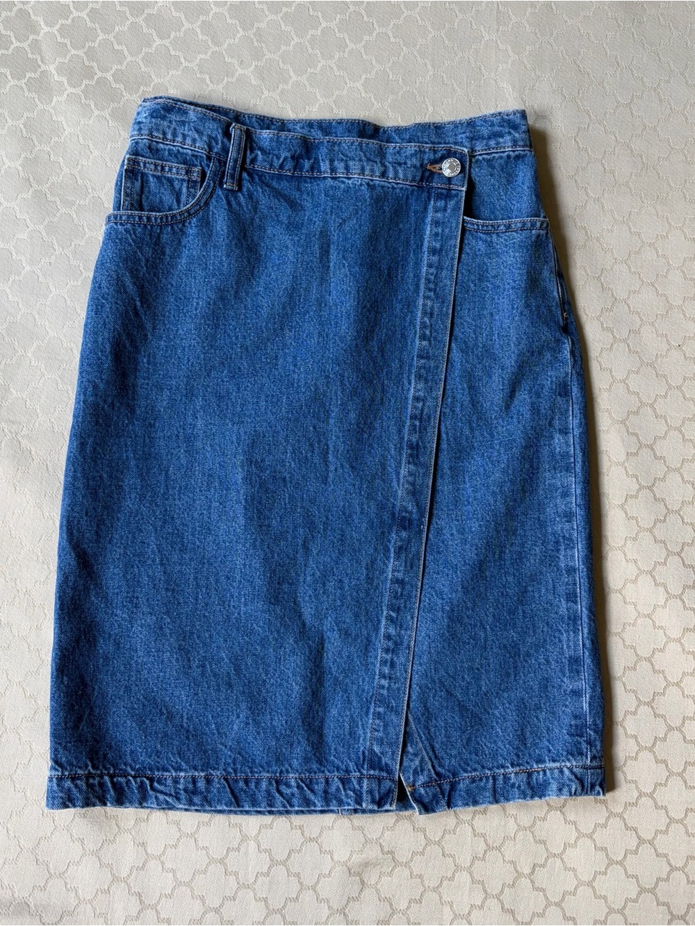 Derek Lam 10 Crosby Blue Wash High Waisted Midi Denim Wrap Skirt Size 27